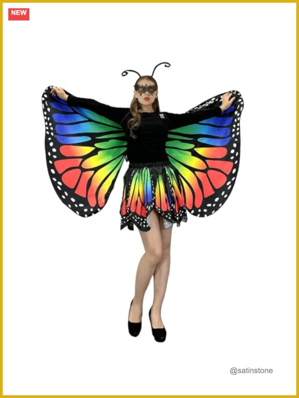 Butterfly Wings Costume Set with Skirt Mask Headband Halloween Women